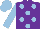 Silk - purple, light blue spots, light blue sleeves and cap