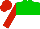 Silk - green, white halved horizontally, red sleeves, red cap