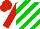 Silk - green and white diagonal stripes, red sleeves and cap