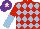 Silk - Red and light blue diamonds, halved sleeves, purple cap, beige star