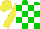 Silk - Green and white checked, yellow sleeves and cap