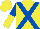 Silk - Yellow, royal blue cross belts, royal blue and yellow halved sleeves