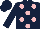 Silk - Dark blue, pink spots