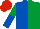 Silk - Royal blue and emerald green (halved), sleeves reversed, red cap