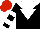 Silk - Black, white yoke, white inverted triangle, white hooped sleeves, red cap