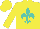 Silk - yellow, turquoise fleur de lys, yellow stripes