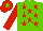 Silk - Light green, red stars and sleeves, red cap, light green star