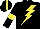 Silk - Black, yellow lightning bolt, yellow armlets, black cap, yellow stripe