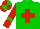 Silk - Green, red cross, red arms, green chevron, red cap, green quartered