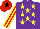 Silk - Purple, yellow stars, red and yellow striped sleeves, red cap, black star