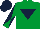 Silk - Emerald green, dark blue inverted triangle, diablo sleeves, dark blue cap