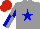 Silk - Grey, blue star, blue and grey quartered sleeves, red cap
