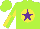 Silk - Lime, purple star on yellow ball, yellow and lime quartered sleeves