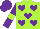 Silk - Lime, purple hearts, lime band on purple sleeves, purple cap