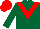 Silk - Forest green, crimson, 'v', crimson cap