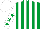 Silk - Emerald green & white stripes, white sleeves, emerald green stars, white cap