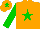 Silk - Orange, Green star, sleeves and cap