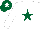 Silk - White, dark green star, dark green cap, white star