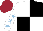 Silk - White and black quartered, white sleeves, light blue stars, maroon cap