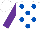 Silk - White, royal blue spots, purple sleeves, white cap