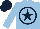Silk - light blue, dark blue circle, dark blue star, dark blue cap