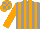 Silk - Grey and orange stripes, orange sleeves, orange and grey check cap