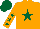 Silk - Orange, dark green star, orange sleeves, dark green stars and cap