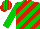 Silk - red and green diagonal stripes, green sleeves, striped cap