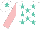 Silk - White, turquoise stars, pink sleeves, white cap, turquoise star