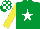 Silk - Emerald green, white star, yellow sleeves, emerald green & white check cap