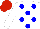 Silk - white, blue spots, red cap