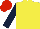 Silk - yellow, dark blue sleeves, red and dark blue halved cap