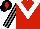 Silk - Red, white chevron, grey and black striped sleeves, black cap, red diamond
