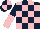 Silk - Dark blue and pink check, halved sleeves, dark blue and pink quartered cap