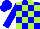 Silk - Blue, silver, lime green blocks