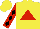 Silk - Yellow, red triangle, black diamonds on red sleeves