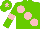 Silk - Light green, large pink spots, pink armlet, pink star on cap