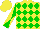Silk - Yellow, green diamonds, green arms, yellow diabolo, yellow cap