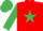 Silk - Red, Emerald Green star, sleeves and cap