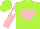 Silk - Lime green, pink heart, pink and white diamond sleeves, lime cap