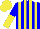 Silk - Blue, yellow stripes, blue and yellow halved sleeves, yellow cap