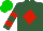 Silk - Hunter green, red diamond, red bars on sleeves, green cap