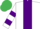 Silk - White, Purple stripe, hooped sleeves, Emerald Green cap