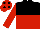 Silk - Black and red halved horizontally, red sleeves, red cap, black spots