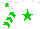 Silk - white, green star, green chevrons on sleeves, green star on cap