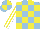 Silk - Light blue and yellow check, yellow and white striped sleeves, light blue and yellow quartered cap