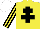 Silk - yellow, black cross of Lorraine, striped sleeves, white cap