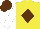 Silk - Yellow, brown diamond, white sleeves, brown cap