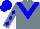 Silk - Silver grey, blue 'v', blue diamonds on silver grey sleeves,blue cap