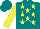 Silk - Teal, yellow stars, yellow slvs